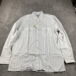 Desire Collection Long Sleeve Dress Shirt Mens Medium White Gray Stripes NWT